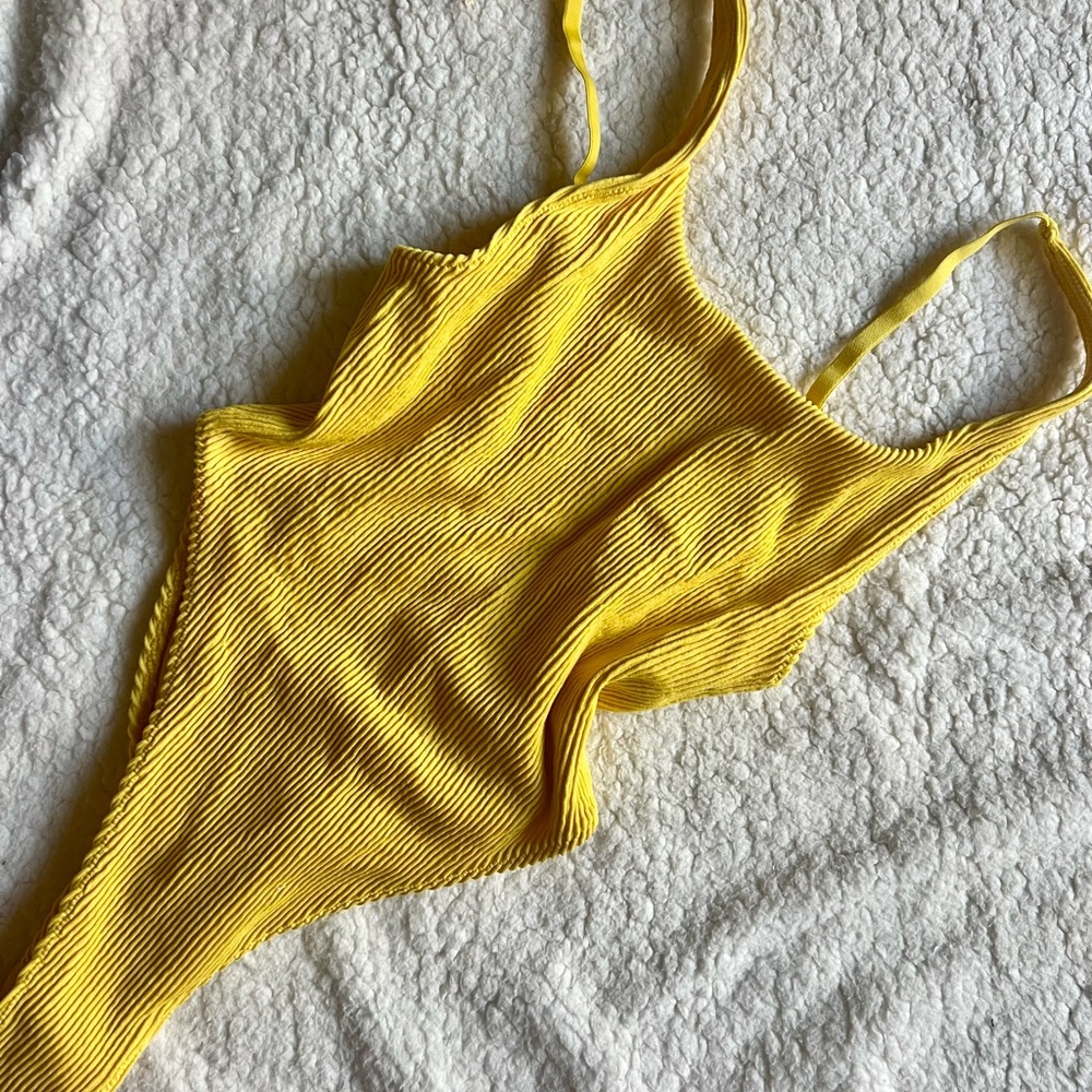 Vibrant Yellow Ribbed Swimsuit
